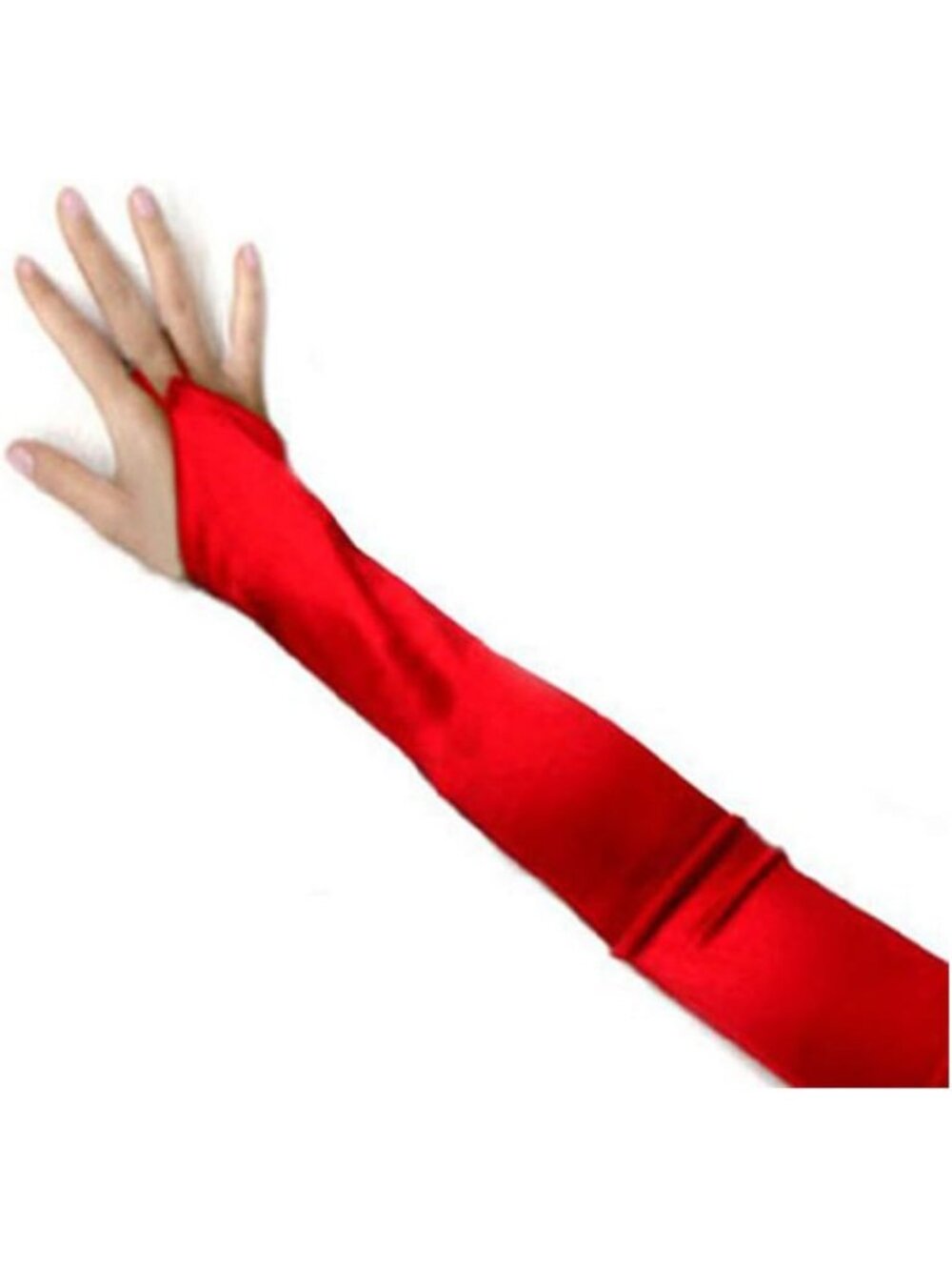 Women's Red Over The Elbow Fingerless 23" Long Bridal Long Satin Gloves